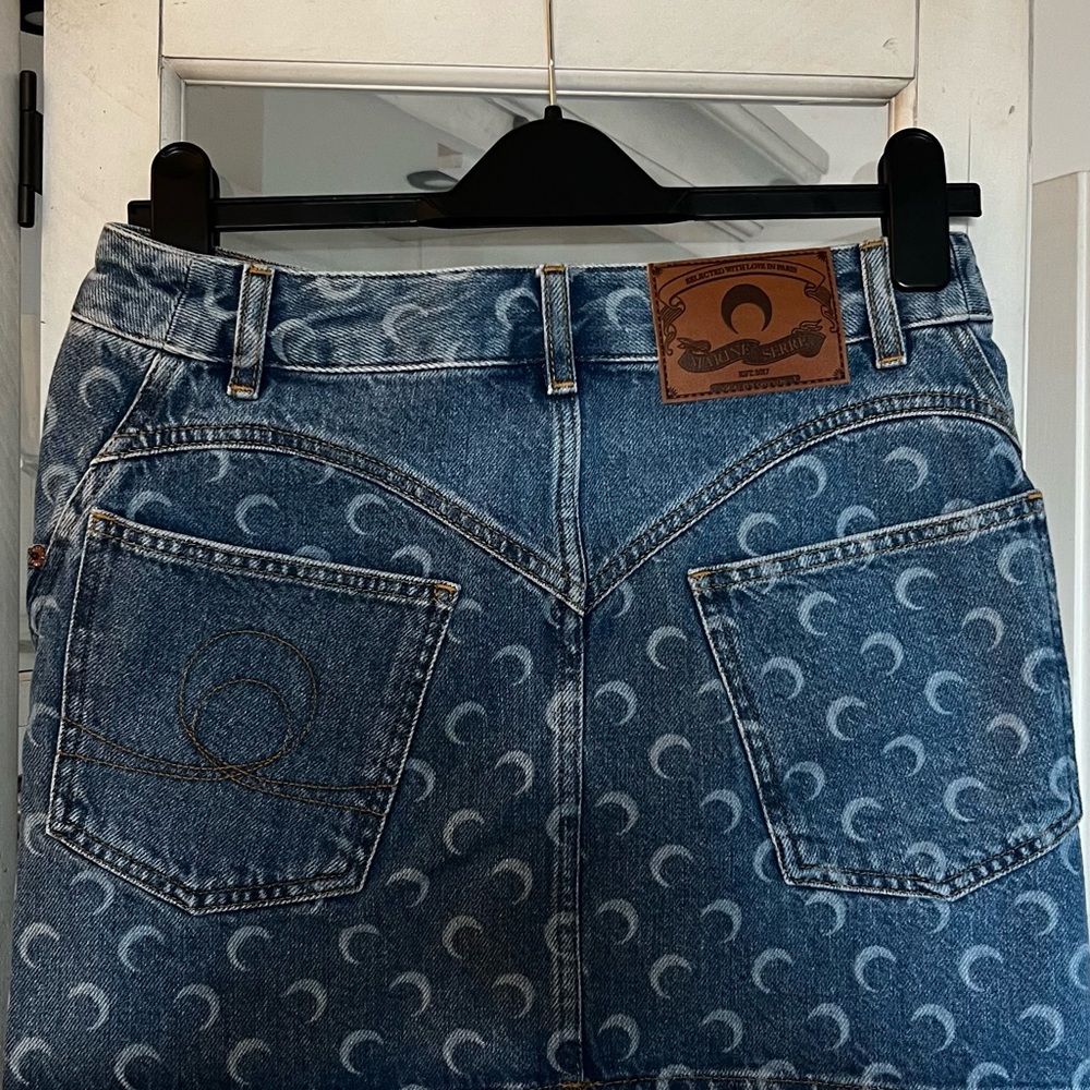 Marine Serre Crescent Pattern Denim Mini Skirt - Picture 3 of 11